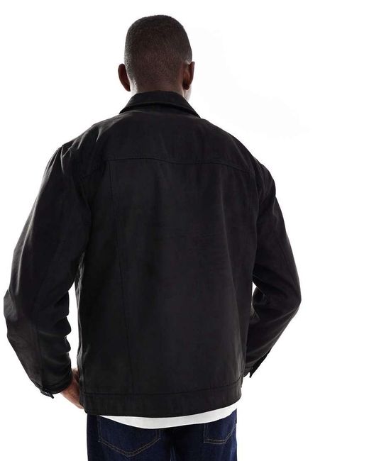 Only & Sons Blue Faux Suede Trucker Jacket for men