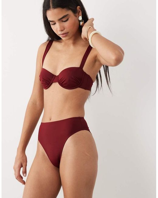 ASOS Red Martina Azores High Leg High Waist Bikini Bottom