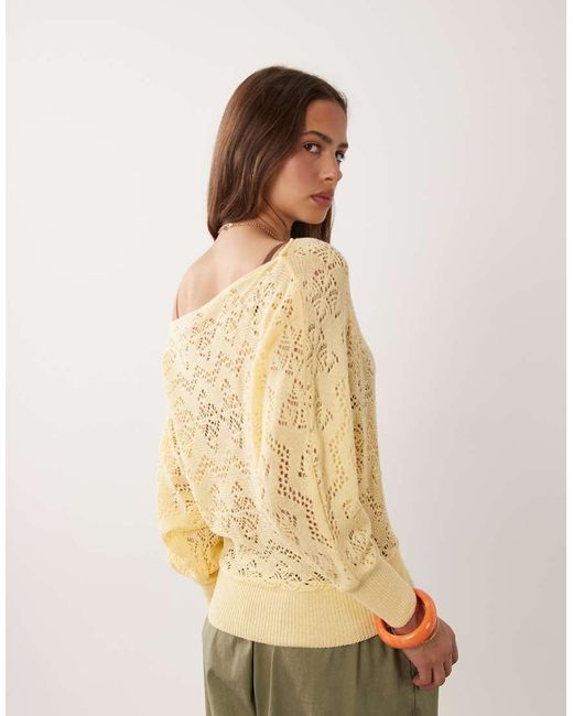 Miss Selfridge Natural Off Shoulder Crochet Top