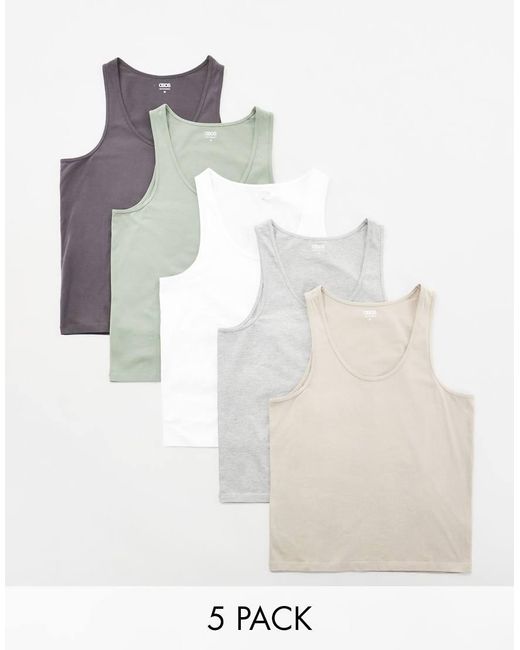 ASOS White Essential 5 Pack Vests for men