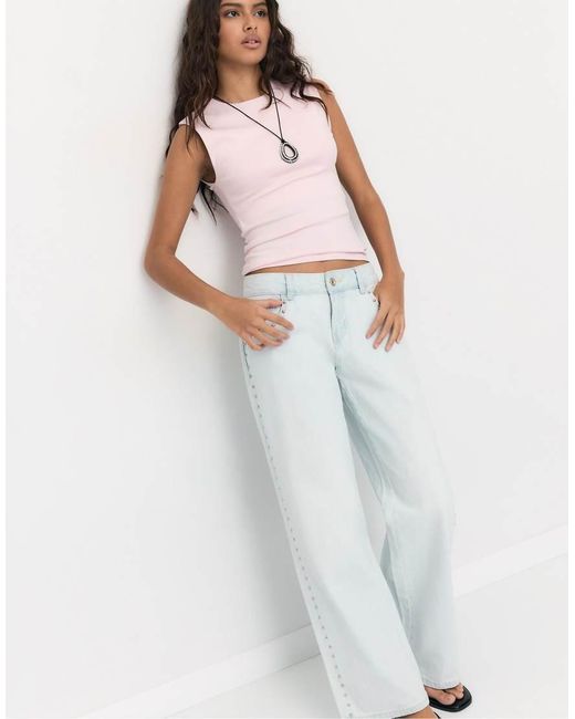 Stradivarius Pink Basic Sleeveless T-shirt