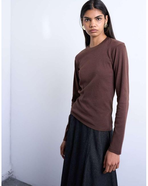 TOPSHOP Purple Long Sleeve Everyday Tee