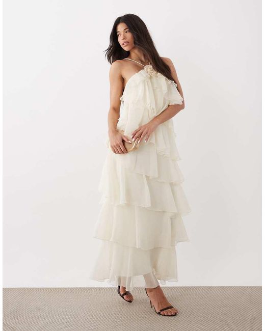Gina Tricot Natural Frill Maxi Dress
