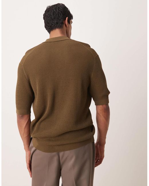 Mango – gehäkeltes hemd in Brown für Herren