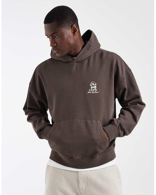 Levi's Brown Boxy Graphic Back Print Hoodie for men