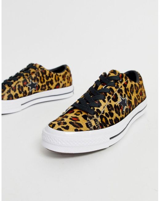 mid star sneakers in leopard print pony skin
