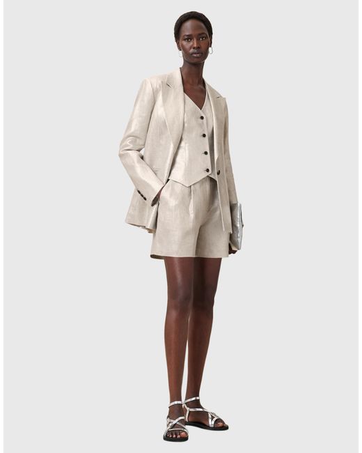 AllSaints Natural Averie Metallic Tailored Shorts