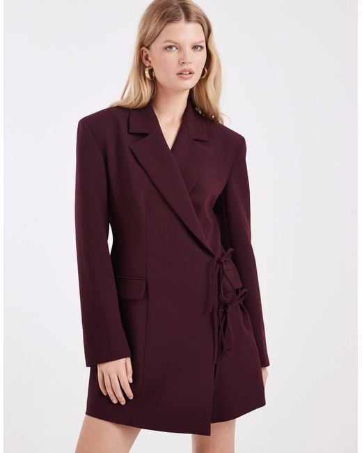 ASOS Purple Wrap Front Blazer Dress With Tie Side