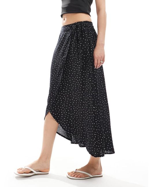 Pieces Midirok Met Overslag in het Black