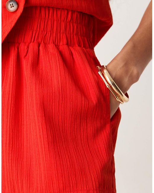 ASOS Red Crinkle Pull On Shorts