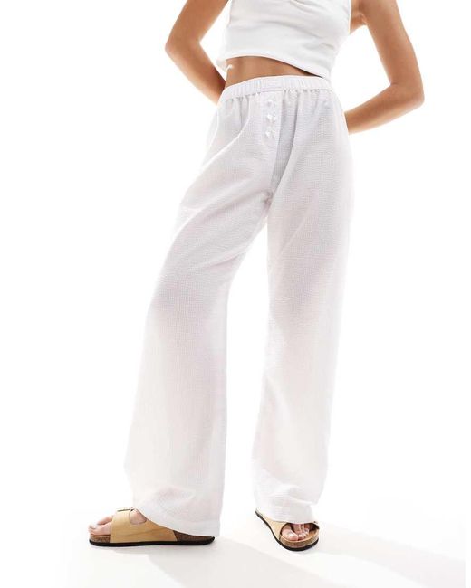 Cotton On White Cotton On Boxer Style Textured Pyjama Bottoms