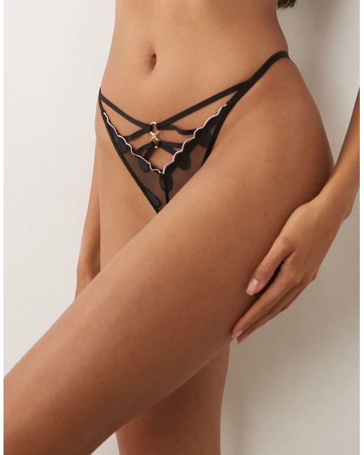 Ann Summers Brown Sweetest Spot Embroidery String Thong