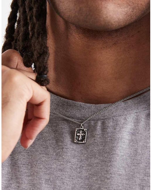 Pendente Rettangolare Argentato di ASOS in Gray da Uomo
