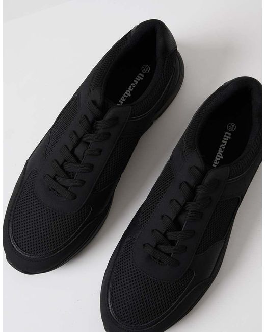 Threadbare Black Lace Up Casual Trainers for men