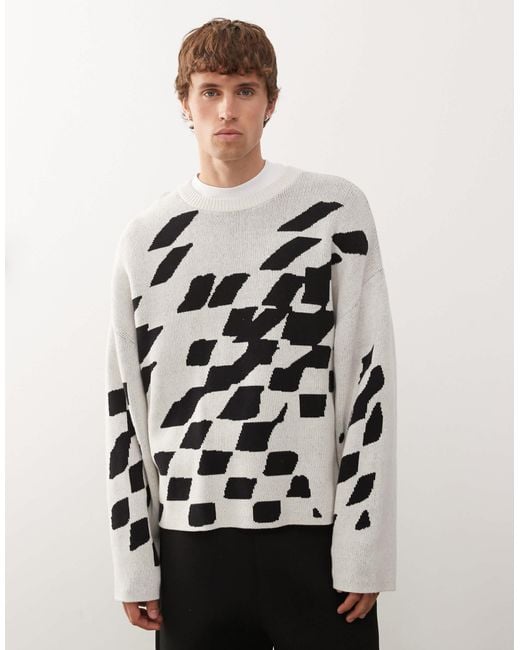 Weekday White Jumper With Broken Graphic for men