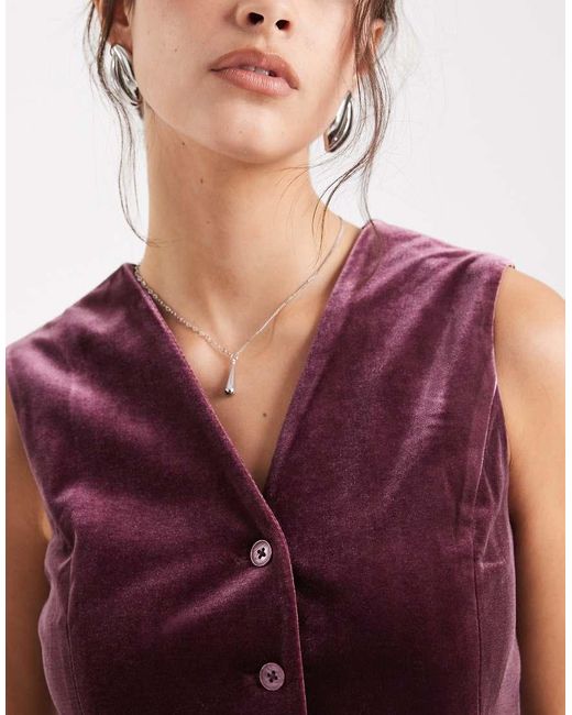 Vero Moda Red Velvet Waistcoat