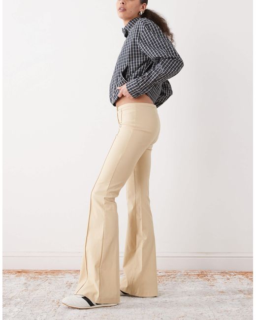 Monki Natural Flared Tailored Trouser