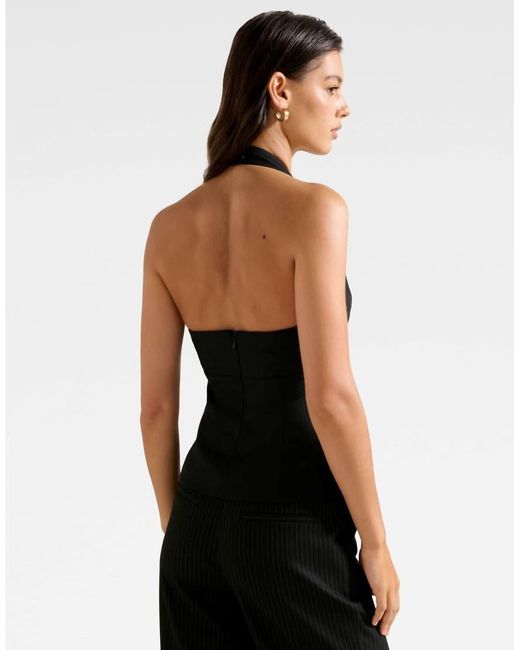Forever New Black Halter Neck Waistcoat Top With Hook And Eye Detail