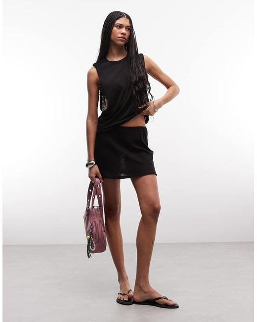 Weekday Black Co-ord Jersey Mini Skirt