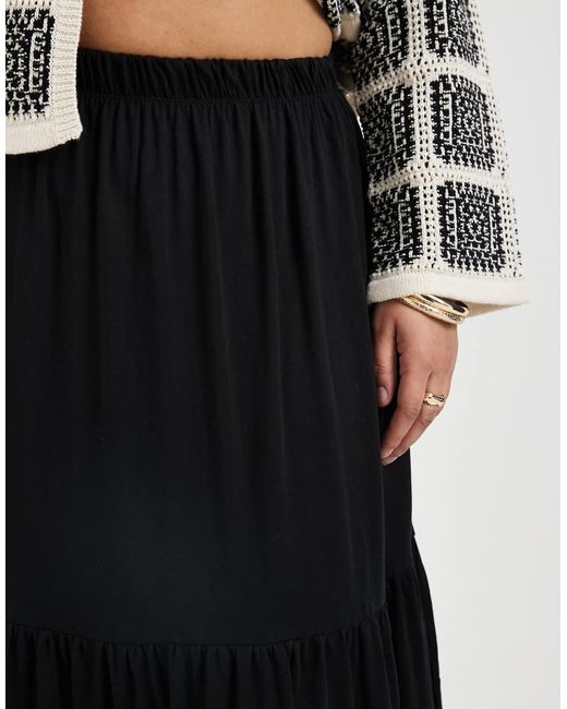 ONLY Black Tiered Maxi Skirt