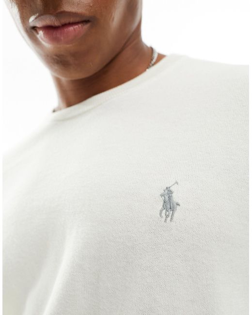 Polo Ralph Lauren White Icon Logo Cotton Knit Jumper for men