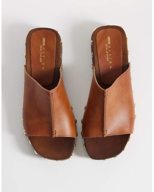 ASOS Brown Franco Premium Mule Sandal Clogs