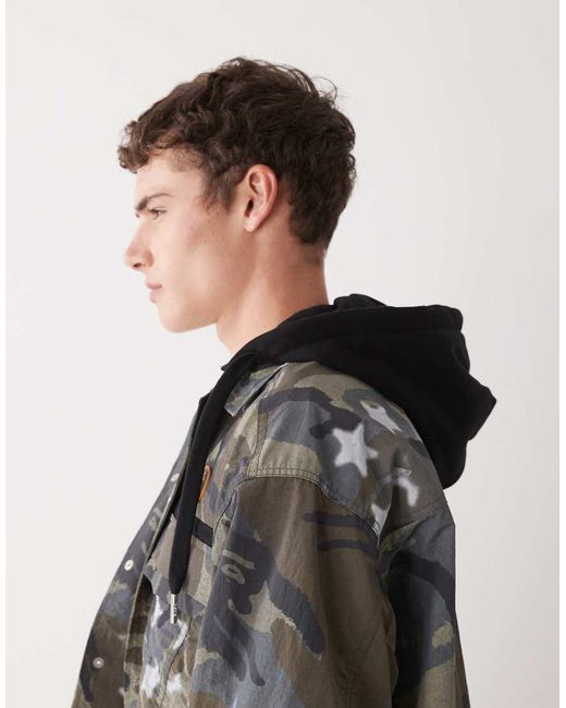 Aape By A Bathing Ape Gray Aape By A Bathing Ape Boxy Long Sleeve Shirt for men