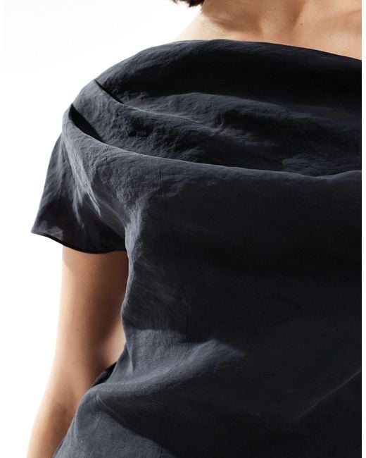 ASOS Black Fallen Shoulder Mini Dress With Thick Strap Detail