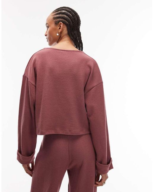 ASOS Red Supersoft Button Through Cardigan With Turn Up Cuff Co-ord