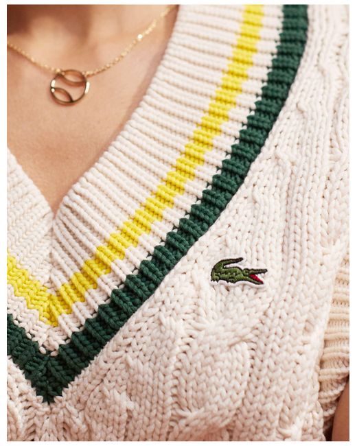 Lacoste White – cricket-pullover aus grobstrick