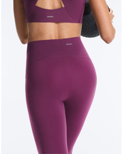 Oysho Purple Basic Compressive Ankle-length leggings