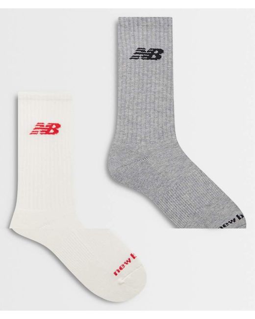 New Balance Gray Embroidery Graphic Midcrew Socks for men