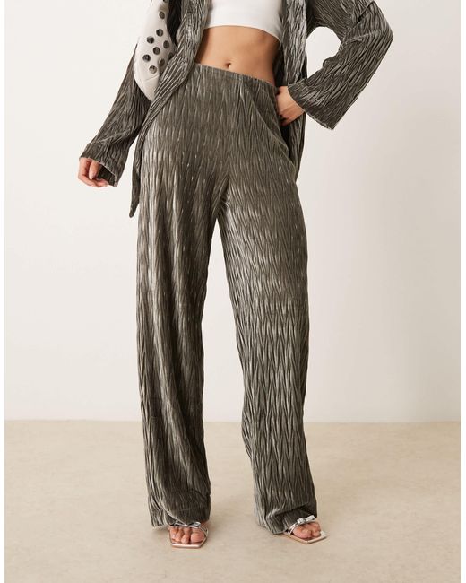 Y.A.S Natural High Waisted Textured Velvet Trousers Co-Ord