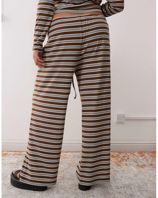 Collusion Gray Plus – locker geschnittene, gerippte hose mit streifen