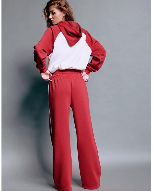 Stradivarius Red Straight-leg Side-stripe joggers