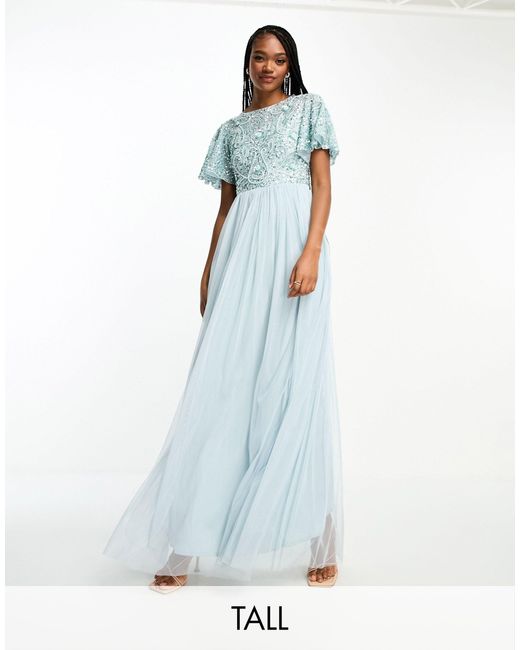 Beauut Tall - Bruidsmeisjes - Maxi-jurk Met Open Achterkant En Versiering in het Blue