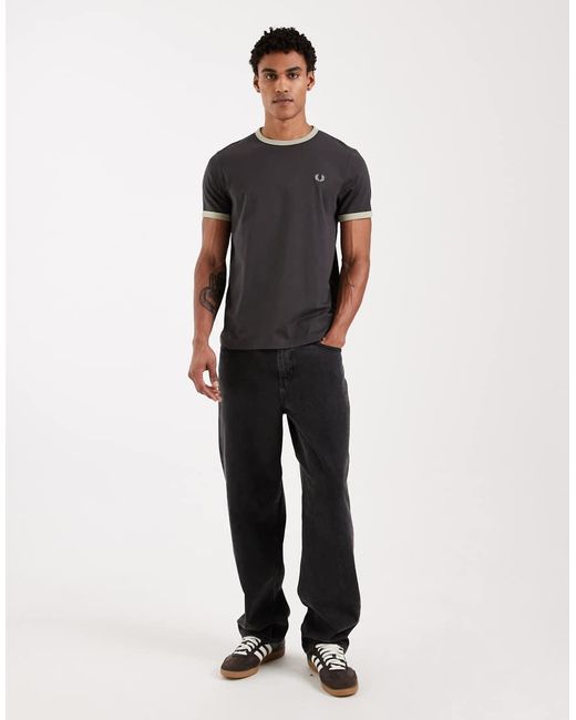 Fred Perry Blue Logo Ringer T-Shirt for men
