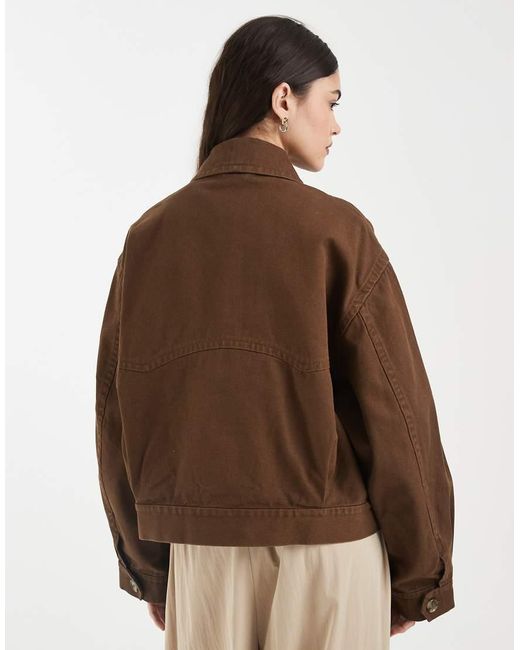 & Other Stories Brown Cropped Washed Cotton Utility Jacket