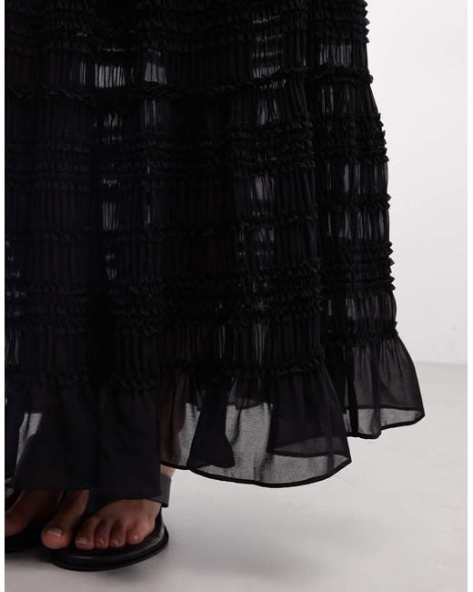 AllSaints White Lotus Co-Ord Ruffle Mesh Midi Skirt