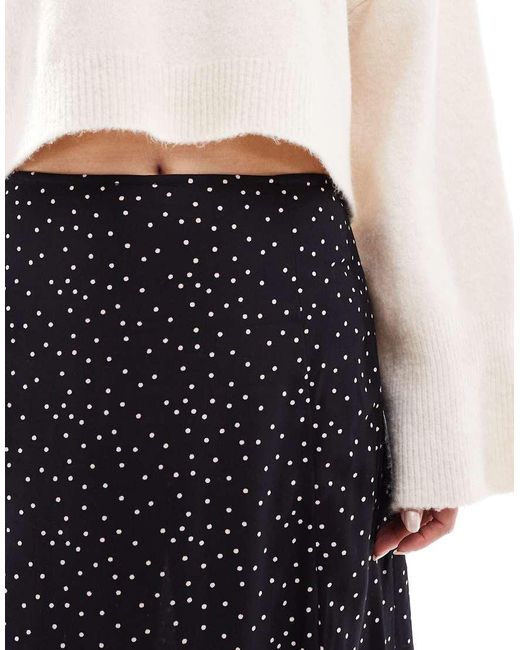 Falda Lencera Larga Con Estampado De Lunares Y Abertura De -Negro Miss Selfridge de color White