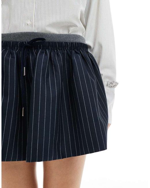 Minigonna Skater Con Doppia Fascia di Bershka in Blue