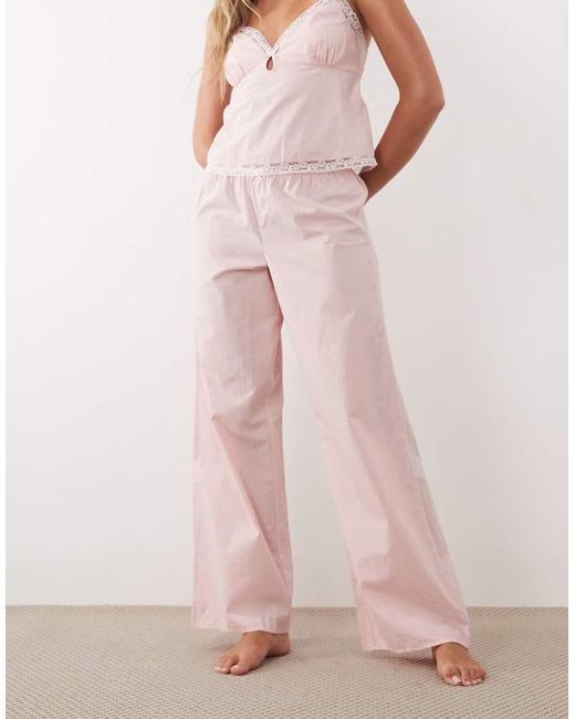 Cotton On Pink Sleep Airy Soft Trouser And Keyhole Cami Set