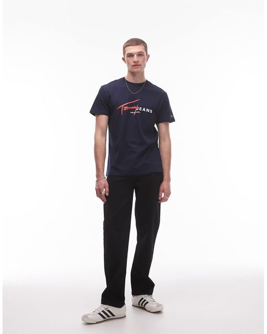Tommy Hilfiger Blue Signature Logo T-shirt for men