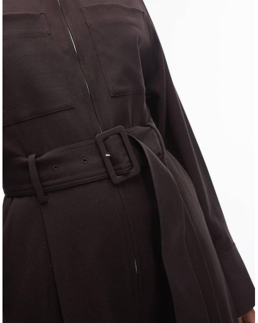 & Other Stories Black Wool Blend Long Sleeve Utility Jumpsuit