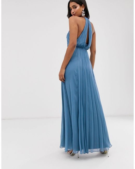 asos design bridesmaid pinny maxi dress with ruched bodice