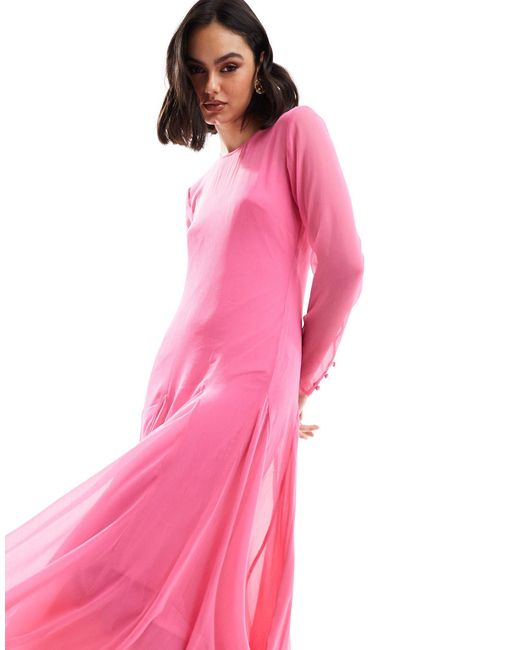ASOS Pink Sheer Chiffon Midaxi Tent Dress
