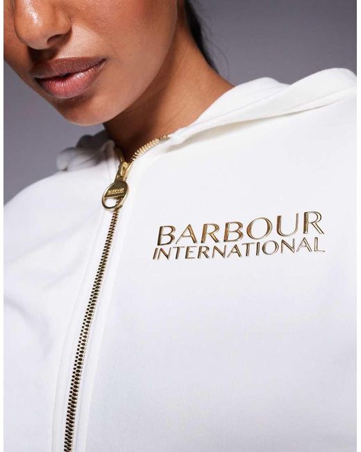 Sudadera Blanca Con Capucha Y Cremallera Lana De -Blanco Barbour de color Gray