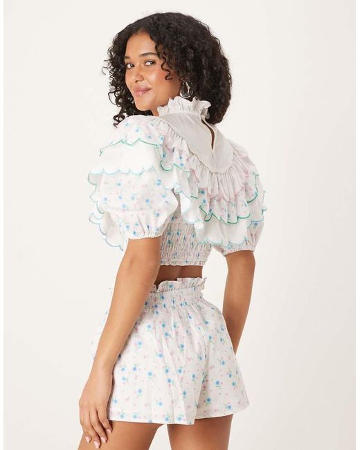 Glamorous White Extreme Ruffle Crop Top