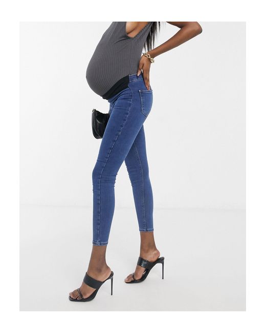TOPSHOP Denim Maternity Joni Underbump Skinny Jeans in Blue - Lyst
