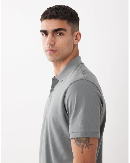 ASOS – basic-polohemd aus pikee in Gray für Herren